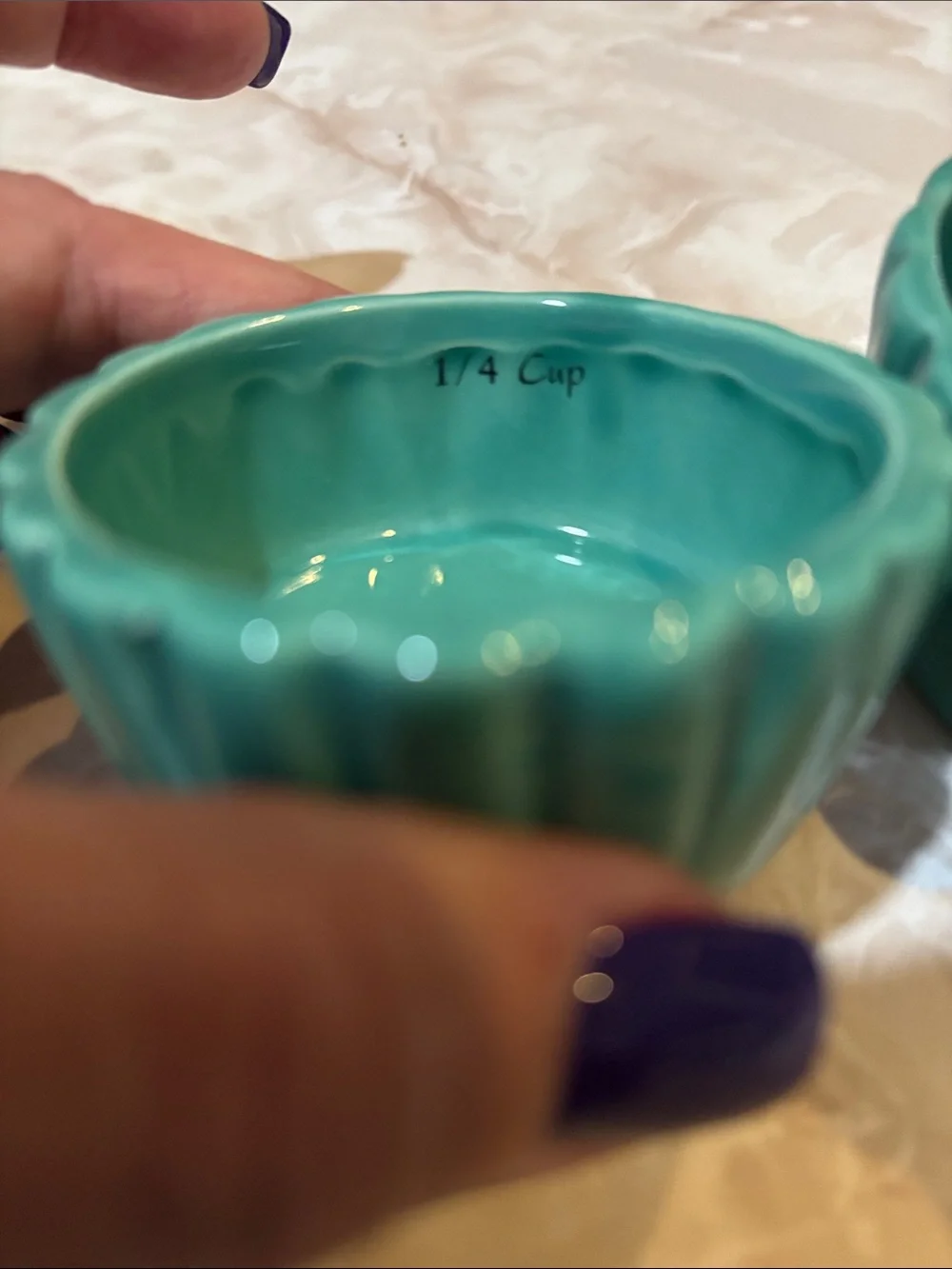 Measuring cup Pink Frosted Cupcake with Red & Teal Candy Accents